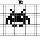 space invader - grille gratuite point de croix - www.larbreaidees.wordpress.com